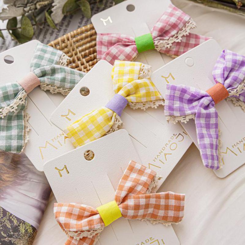 Plaid Bow Hair Clips Hair Pins For Kids Girls Butterfly Hair Accessories Hair Grips Children Hair Wear Baby Hairpin Headdress