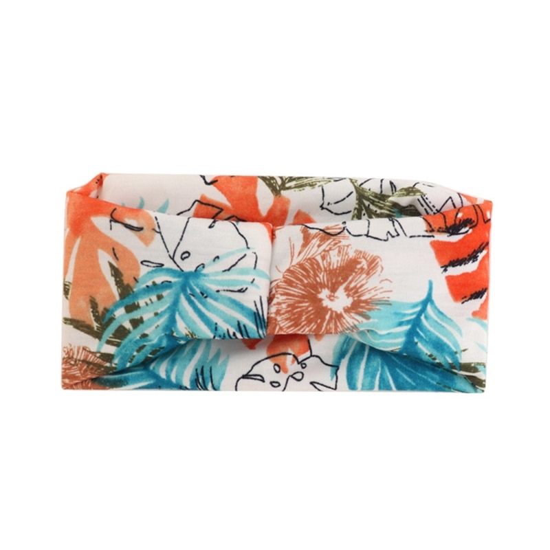 M76C Baby Hair Bandage Headband Floral Print Turban Widen Elastic Hair Band Head Wrap Children Toddler Headwear Decorations