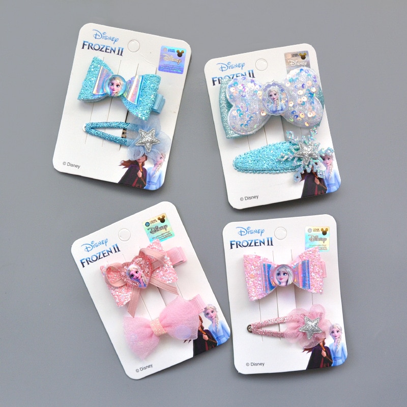 Disney Frozen Princess Aisha Children's Hairpin Print Bow Hairpin Headdress Girl Hair Accessories Christmas Birthday Gift