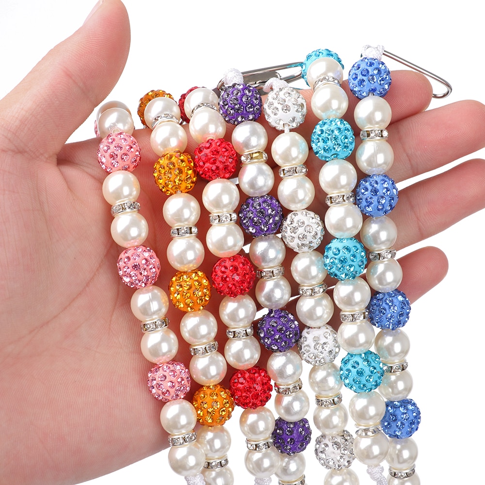 2022 Baby Pacifier Clip Chain Infant Nipple Holder Wooden Beaded Crystal Nipple Leash Strap Metal Pacifier Clips Soother Chain