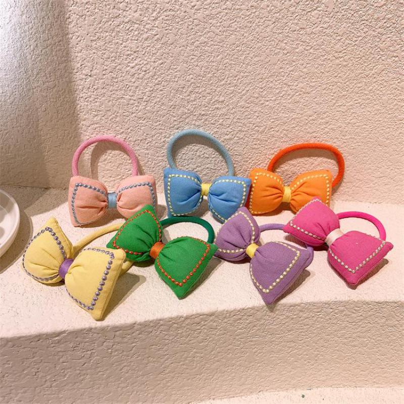 Cute Elastic Hair Bands With Bow Baby Hair Accessories Children Hair Styling Tools Hair Ties Hair Ring Kids Rubber Bands