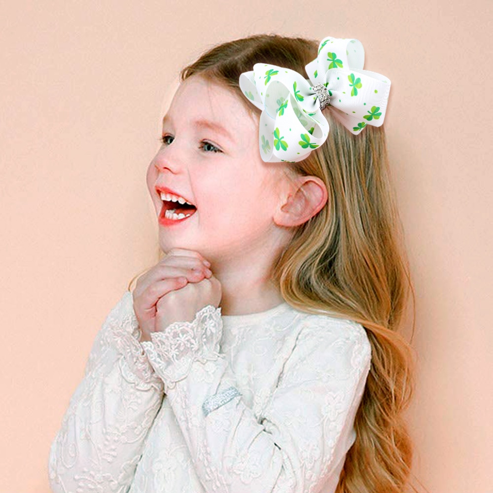 St. Patrick 's Day Bowknot Hair Clip Lucky Irish Shamrock Print Barrettes for Baby Girl Hair Accessories заколки для девоче