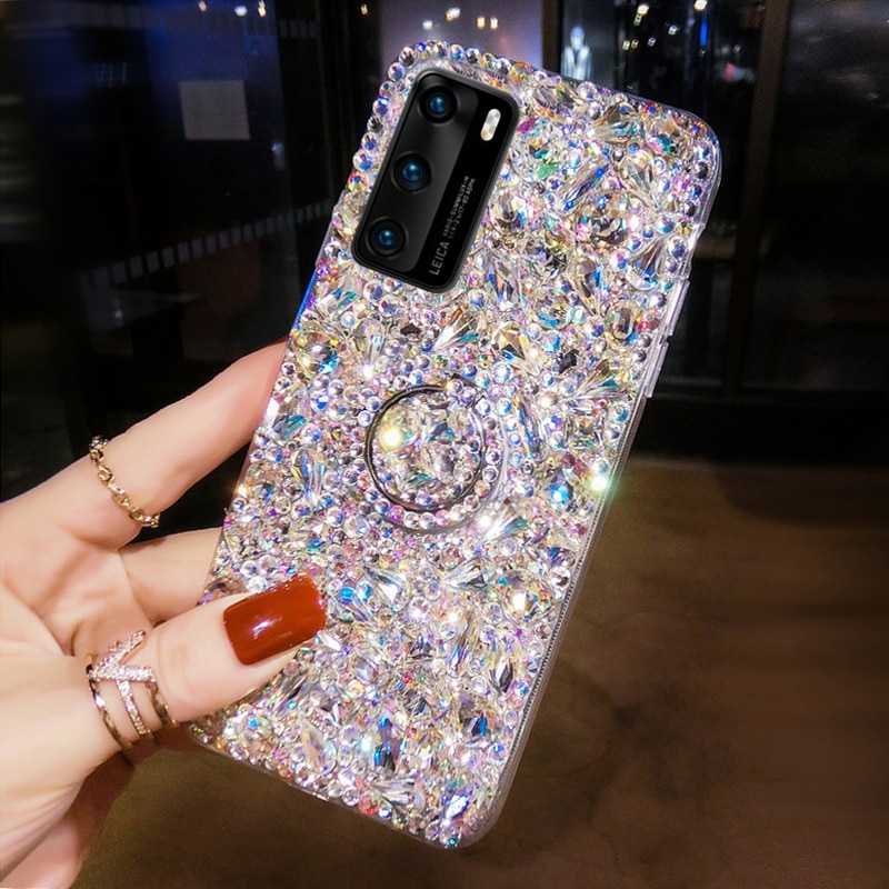 Luxus Bling Strass Telefon Fall Für Samsung S22 S21 Ultra S20 S10 S9 S8 Note20 10 Plus 9 8 Lite ring