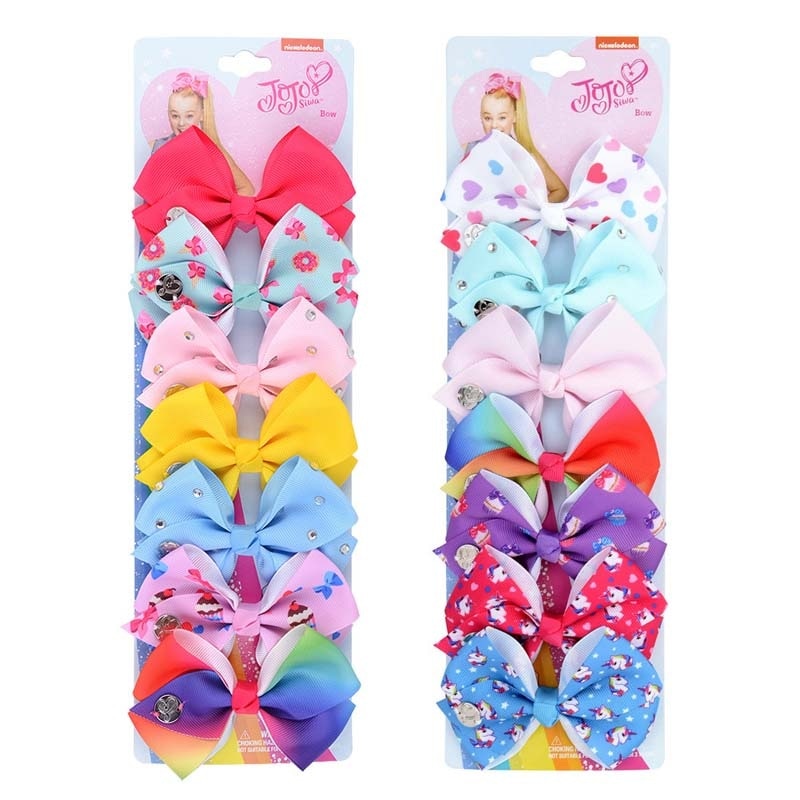 JoJo Bows Jojo Siwa Rainbow Printed Bows For Girls Hair Clips Boutique Hairpins Barrettes Kids Hair Accessories Birthday Gifts
