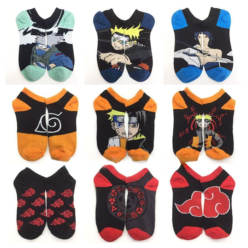 Naruto socks anime creative cotton women's socks boat socks Haruno Sakura Sasuke Kakashi anime characters socks sports sock
