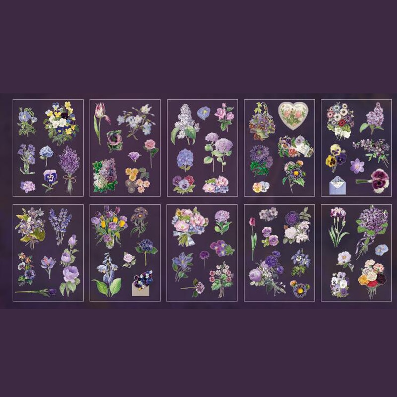 10 sheets /Pack Waterproof pre cut Elegant Flowers Art DIY Decorative Stickers for Journal for Home