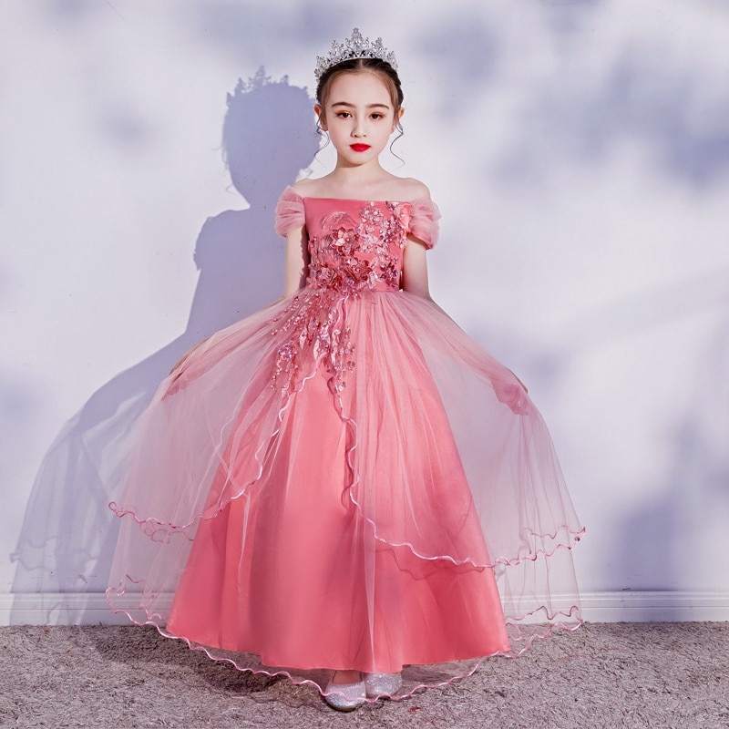 Girls Party Dresses Girls Dresses Teenager Prom Evening Gown Communion Long Tulle Mesh Dresses for Children's Clothing