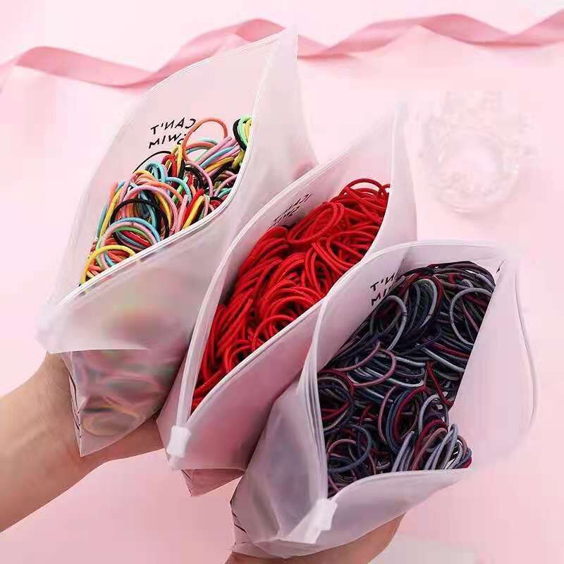 100 Pieces Girls Hair Bands Nylon Non-Harm Hair Rubber Solid Color Kids Plastic Loop Western Style Sweet Vintage Child Headwear