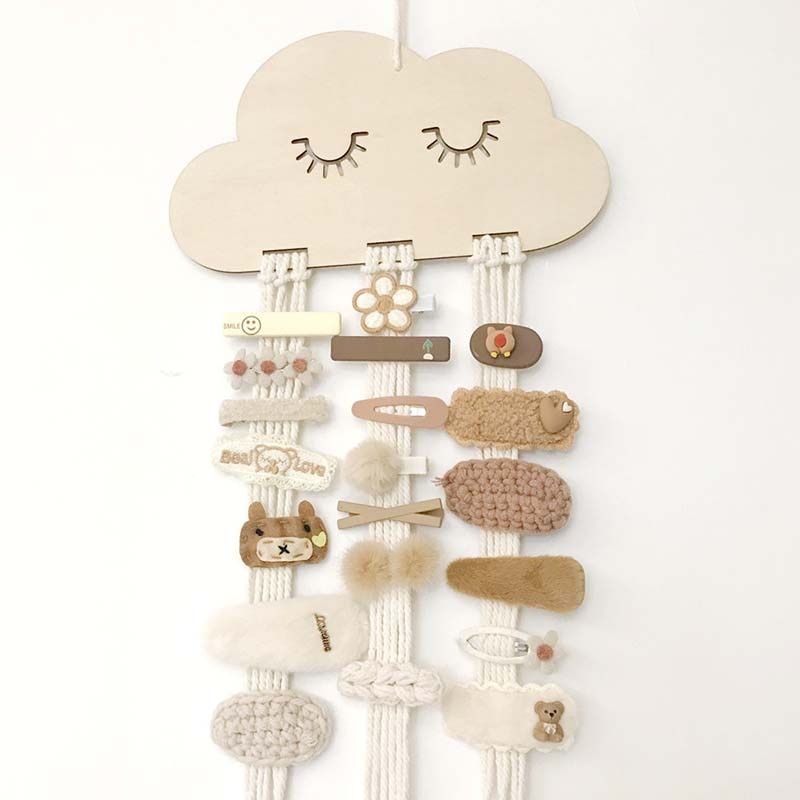 Wooden Cloud Baby Hair Clips Holder Girls Hair Pins Jewelry Organizer Barrettes Headband Storage Pendant European Wall Ornaments
