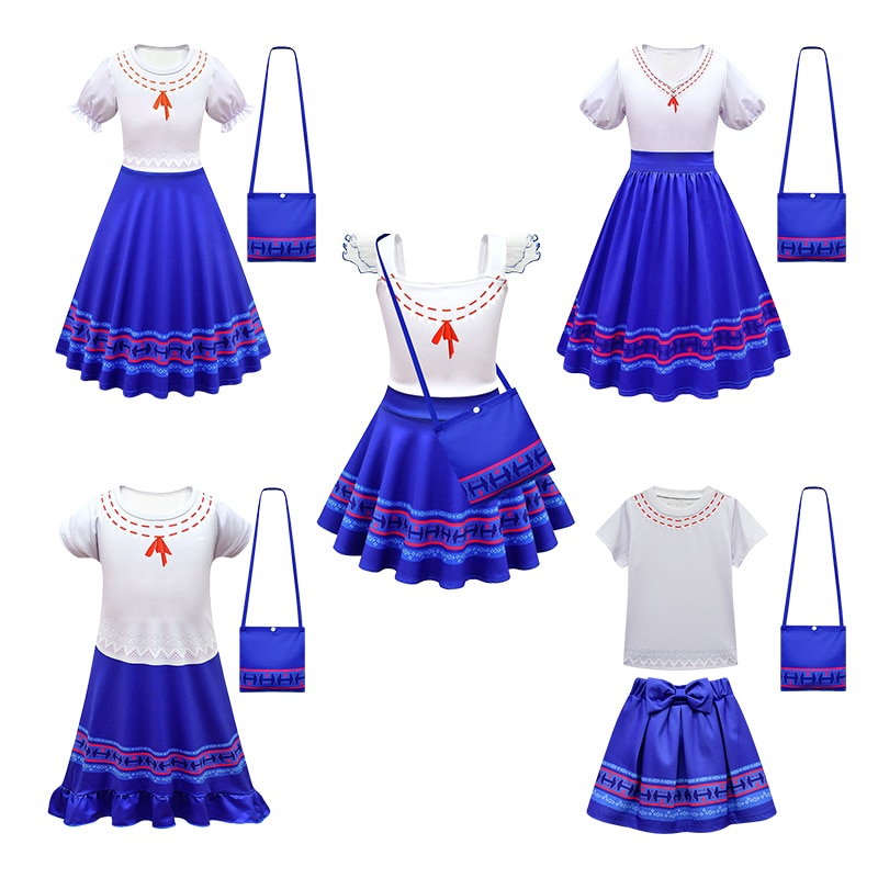 2022 NEW Charm Girls Encanto Costume Summer Halloween Children Cosplay Birthday Party Luisa Dress Elagant Kids Casual Clothing