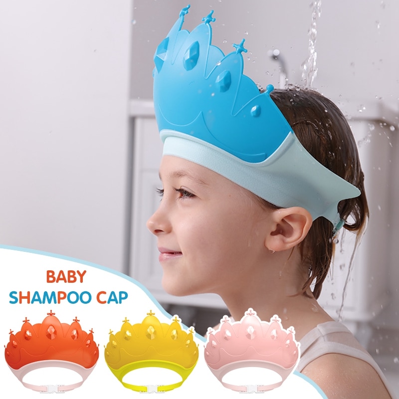 New Baby Shower Cap Crown Wash Hair Hat Soft Kids Bath Visor Waterproof Childrens Shampoo Hat Eye Protection Adjustable