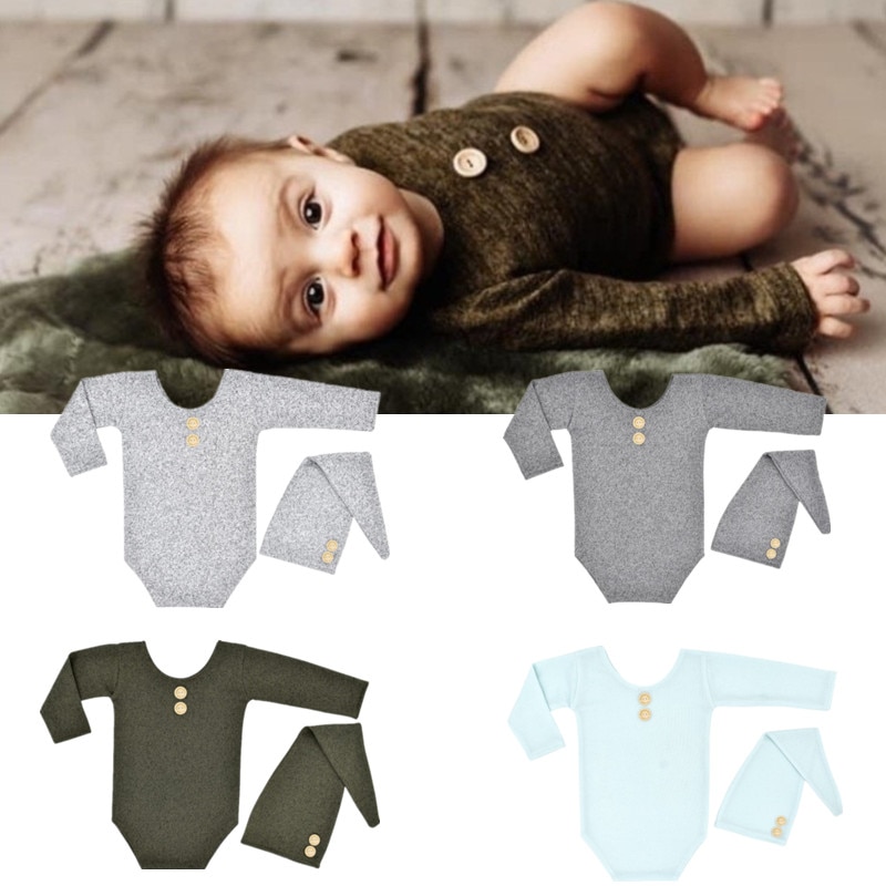 6-12 Month Baby Sitter Overall Romper and Sleepy Hat Sitter Set Pants Cap Photo Outfit Infant Photography Props