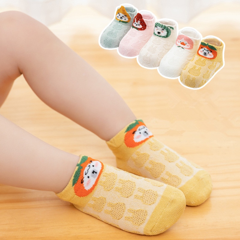 Spring and summer thin low-top three-dimensional cartoon socks baby small and medium children baby floor socks mesh boat socks