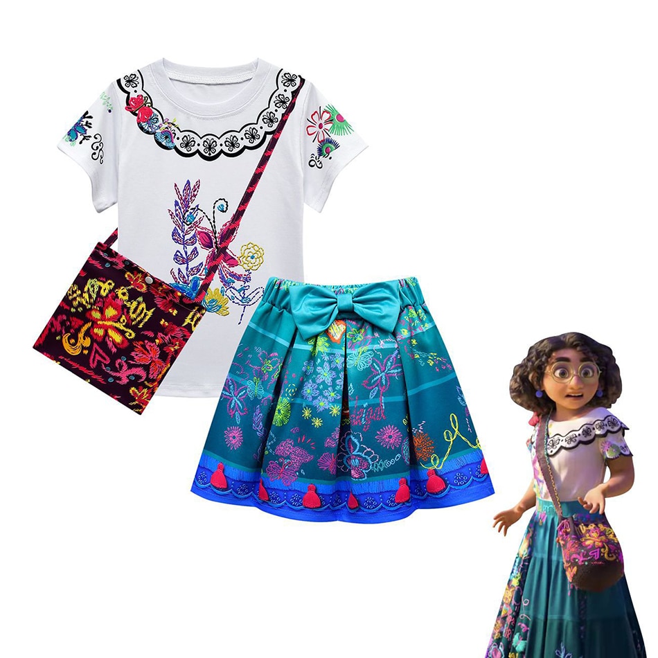 Encanto Disney Charm Costume Children Princess Dress Girl Party Mirabel Madrigal Dresses Cosplay Carnival Girls Sets Clothes