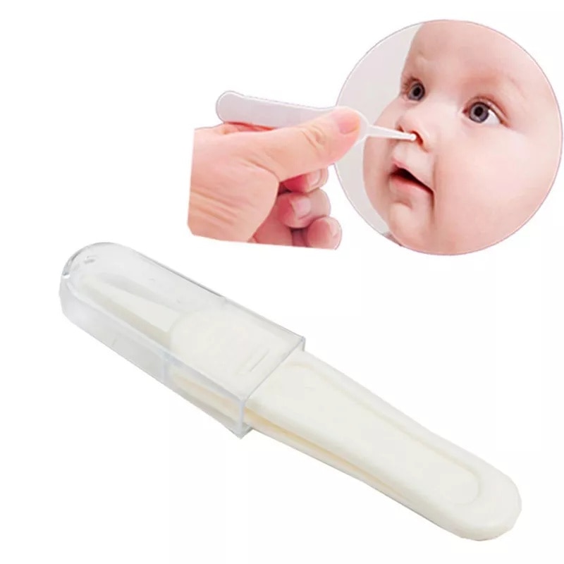 2PC Color Newborn Safety Safe Care Infant Ear Nose Navel Plastic Tweezers Pincet Forceps Talheres Infantil Mamadeira Clips Pinza