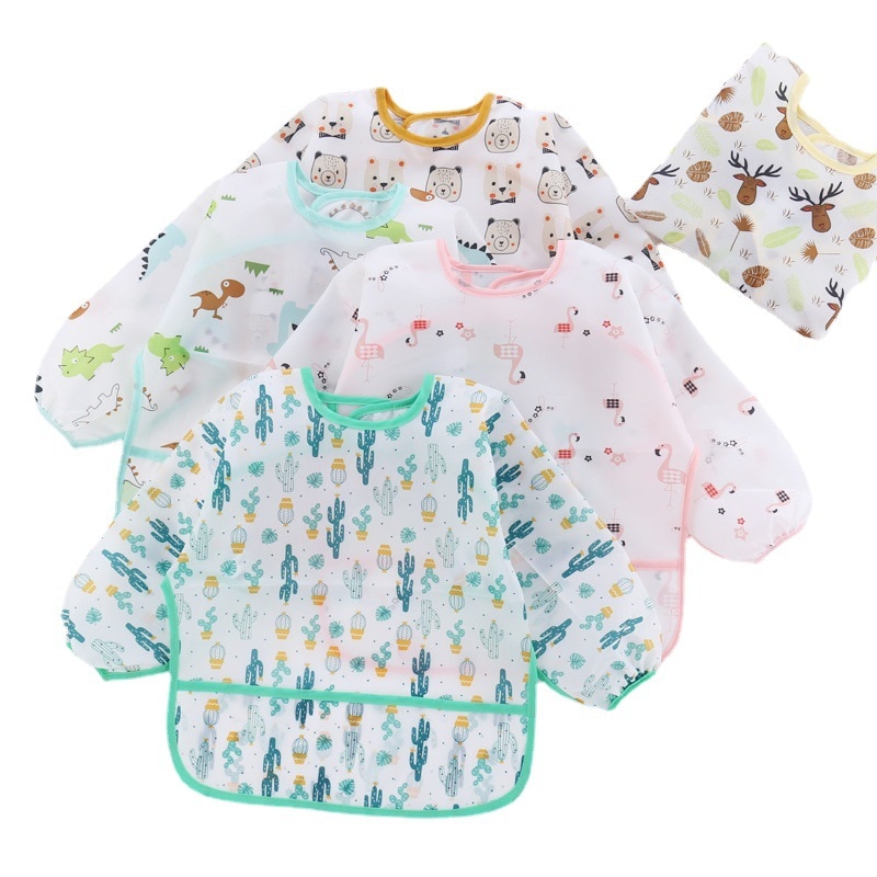 0-6 Years New Cute Children Baby Kids Toddler Waterproof Long Sleeve Art Smock Feeding Bib Apron for Baby Gifts