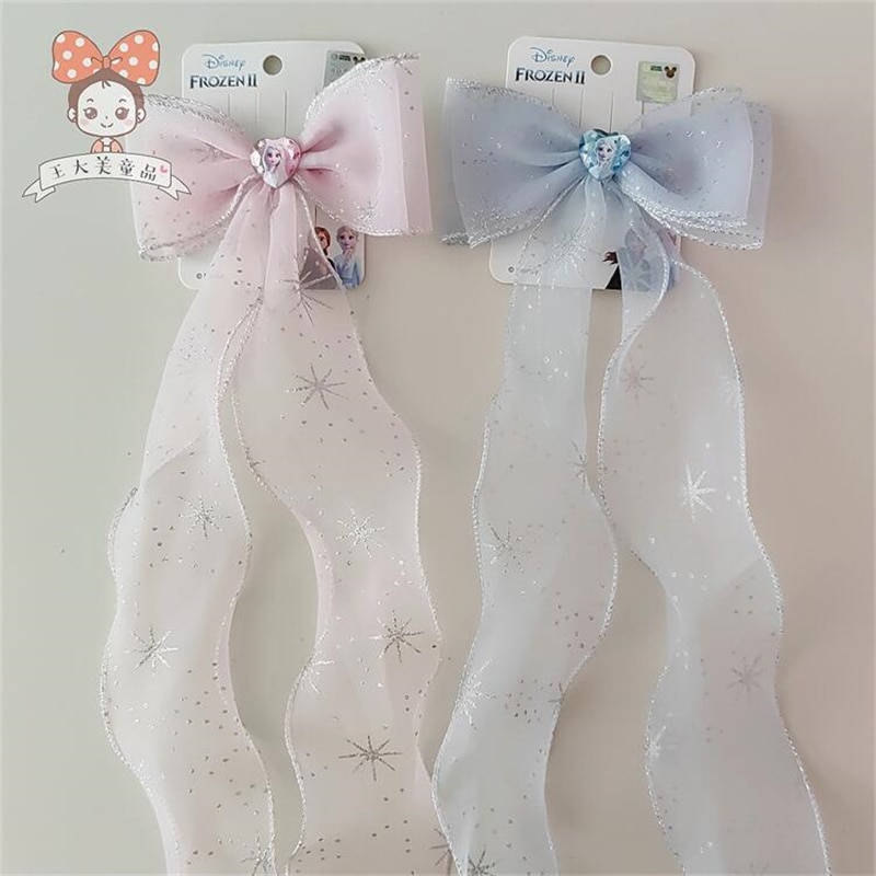 Disney Fashion Hairpin Children's Bow Ribbon Hairpin Princess Aisha Hair Accessories Super Fairy Girls Hairband Tied Gift