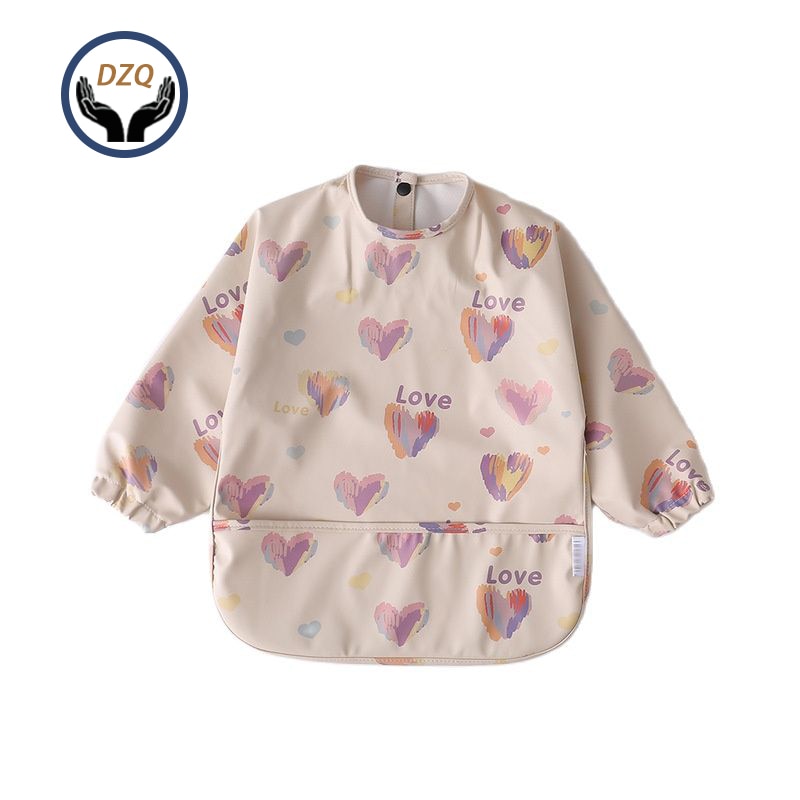 Baby's Waterproof Food Bib Infant Meal Stuff Little Boy Girl Long Sleeves Apron Child Smock Kids Feeding Teething Painting 