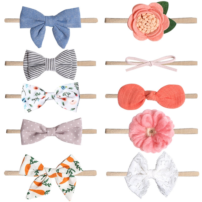 Cute Baby Headbands Flower Bow Turban for Litter Girls Floral Headband Kids Nylon Headbands Newborn Photography Hair Accessories