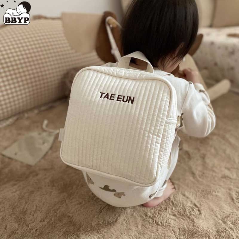 Soild Color kids Embroidery Name Backpack Toy School Bag Children's Gifts Baby Backpack Kindergarten Baby Student Bags