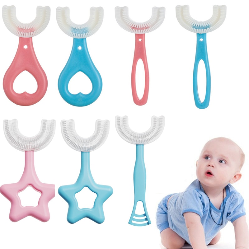 Baby Toothbrush Children 360 Degree U-shaped Child Toothbrush Teethers Silicone Baby Brush Kids Teeth Oral Care Cleaning 2-12T
