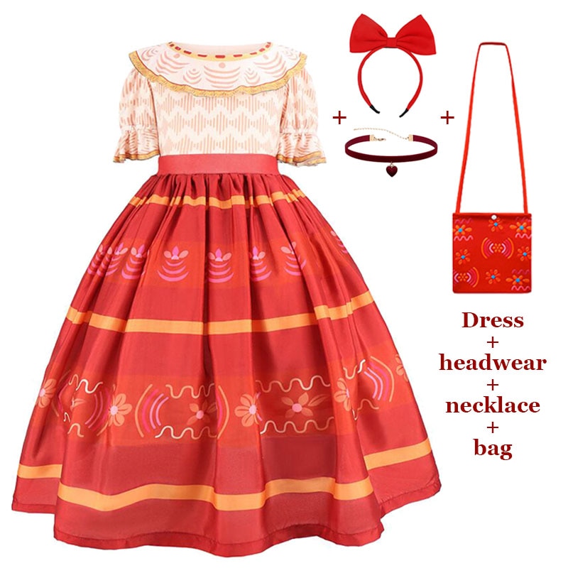 Encanto Girls Dress Suit Vestidos Mirabell Cosplay Costume Carnival Princess Party Teen Birthday Party Dress 2-10 Years