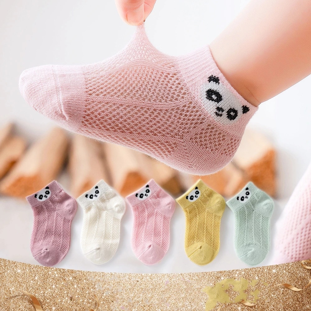 5 Pairs Summer Children Cute Socks Baby Breathable Short Sock Kids Sport Stocking Newborns Girls Boy Cotton Soft Socks