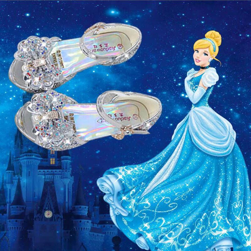 Girls Sandals Butterfly Latin Dance Kids Shoes Children High Heel Princess Shoes Glitter Leather Party Dress3-12year