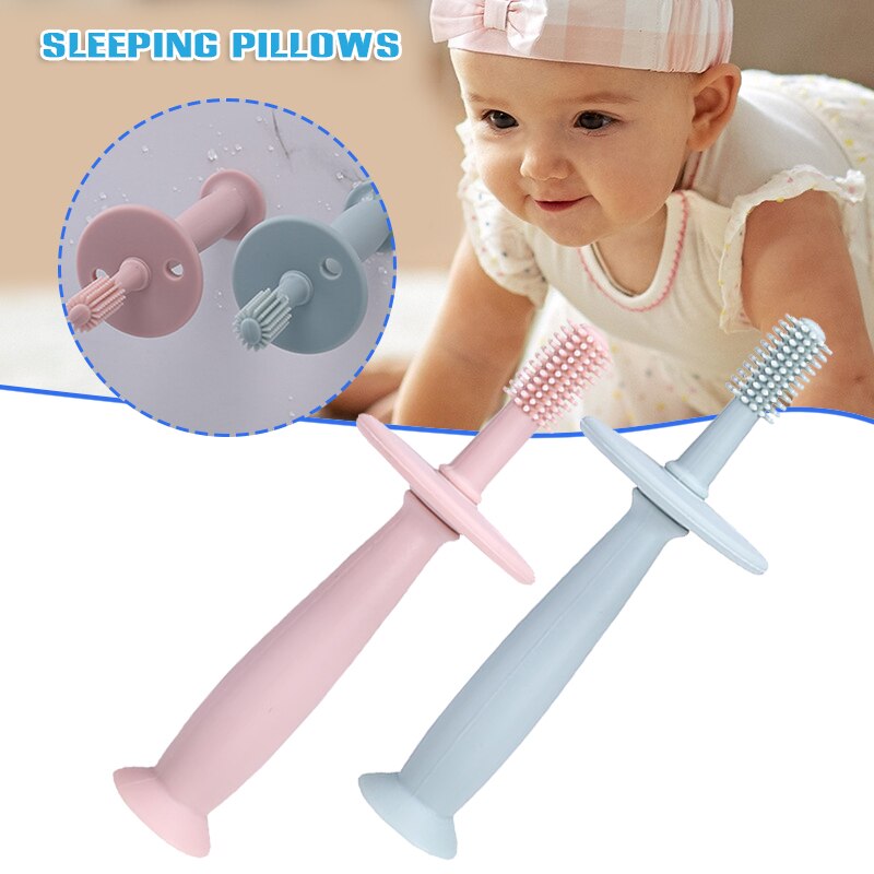 Soft Baby Teether with Silicone Bristle Chew Toy Pacifier Prevent Deep in Throat Baby Teether Soft Baby AN88