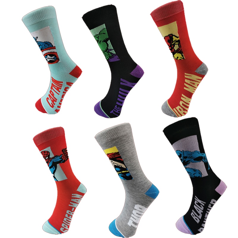 Marvel Avengers fashion high quality socks cartoon anime figures spiderman funny socks men and women socks casual sports socks