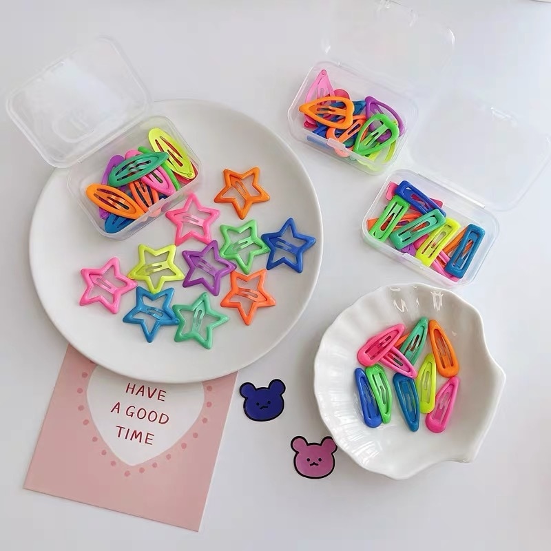 10Pcs/box New Children's Baby Glue Night Glow BB Clip Hairpin Candy Color Children's Water Drop Clip Baby Hairpin Hair