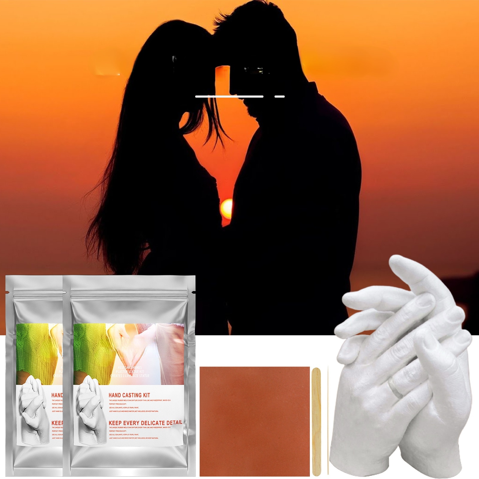 3D Hands Mold Casting 50g Kit Clone Powder Model Powder Valentine's Day Couple Hand Model Baby 3D DIY Hand Foot Print Model