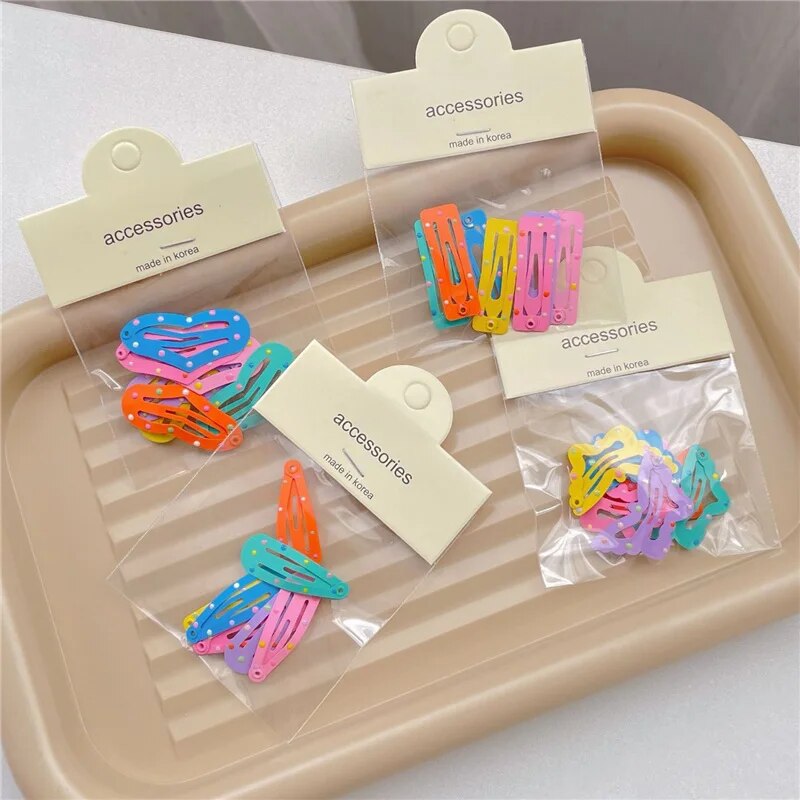 7PCS/Lot New color wave point children's butterfly love bb clip candy-colored water droplets square hairpin clip Hair Clip