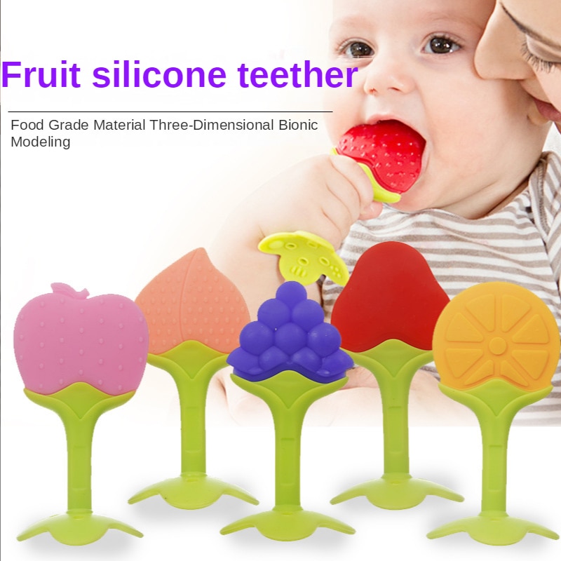 Teething Baby Toy Silicone Teether for Teeth Babies Accessories Newborn Fruit Sucking Chew Toys for Newborn Baby BPA Fre Gift