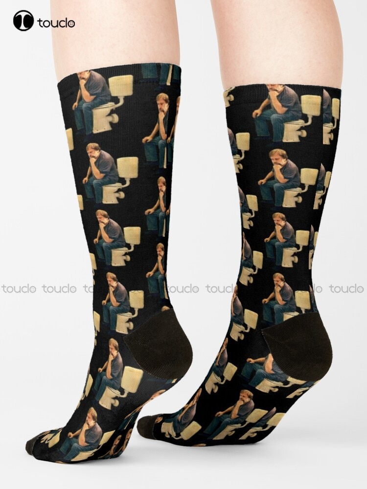 Slavoj Zizek On Toilet Black Socks Socks Unisex Adult Teen Youth Socks 360° Digital Print Harajuku Streetwear Gd Hip Hop Gift