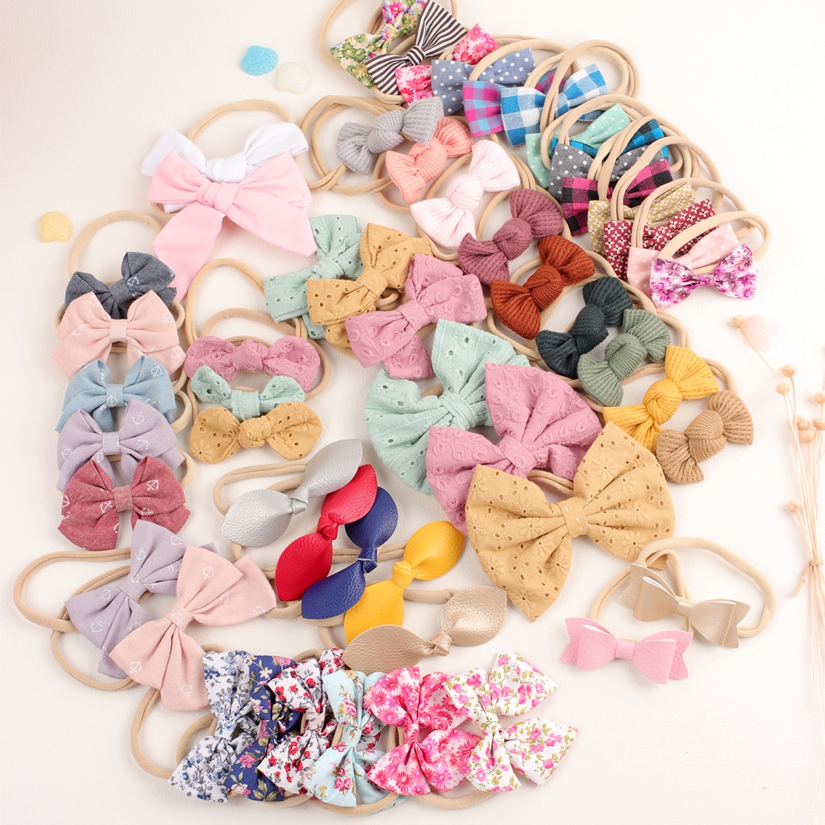 3/4/5pcs/set Newborn Bows Headband For Baby Girl Elastic Soft Nylon Hair Band Infant Hairband Headwear Baby Hair Accessories New