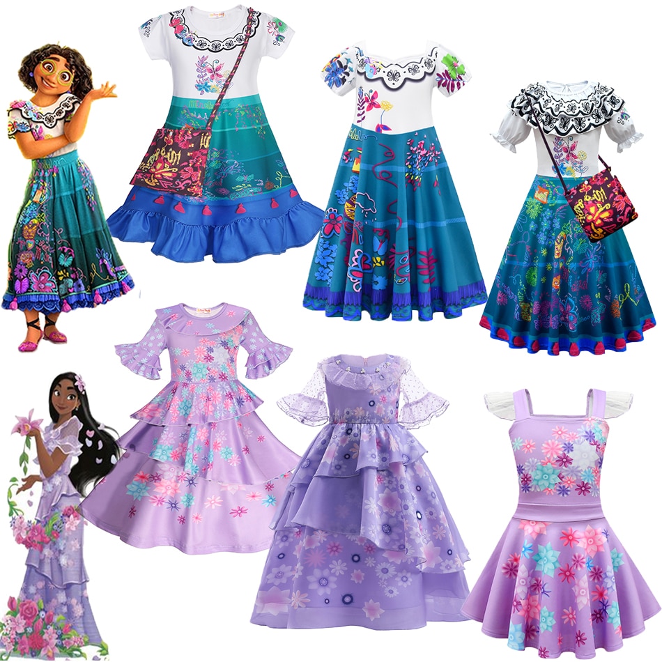 Disney Encanto Isabela Cosplay Costumes Mirabel Luisa Princess Dress Baby Girls Children Dolores Fancy Clothes Party Vestidos