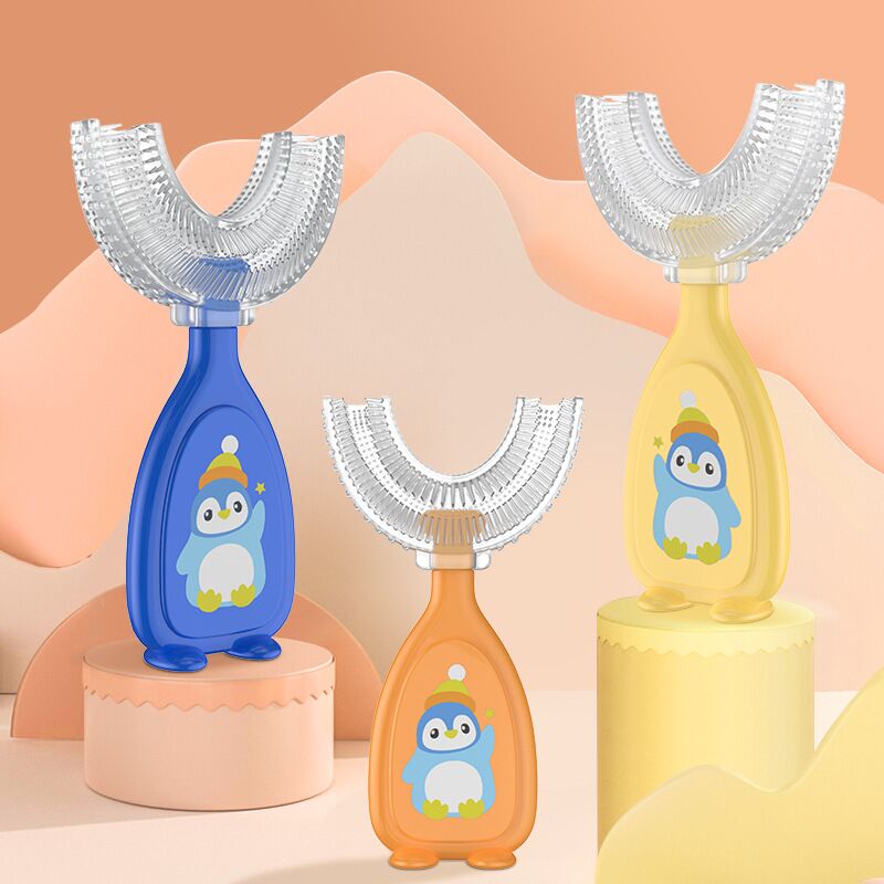 2-12years Kids Teeth Oral Care Children U-Shape Toothbrush Cleaning Brush Soft Silicone Teeth Whitening Cleaning Tool Brush