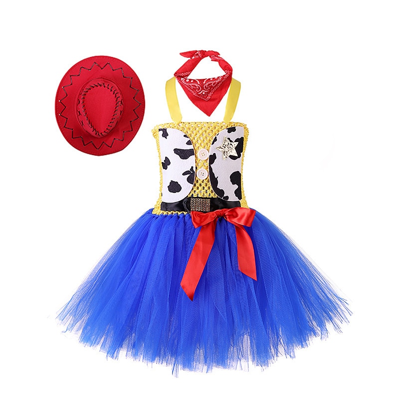 Tutu Dress With Hat 3Pcs Set Cartoon Costume Tutu Dress Girls Party Dance Clothing Kids Birthday Halloween Fashions