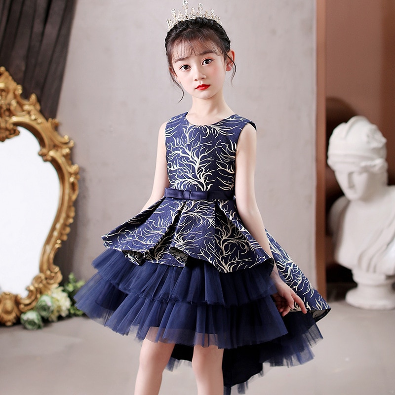 Kids 2022 New Summer Embroidery Costumes Tutu Dress Children 1st Birthday Dress for Baby Girl Ceremony Princess Party Ball Gowns