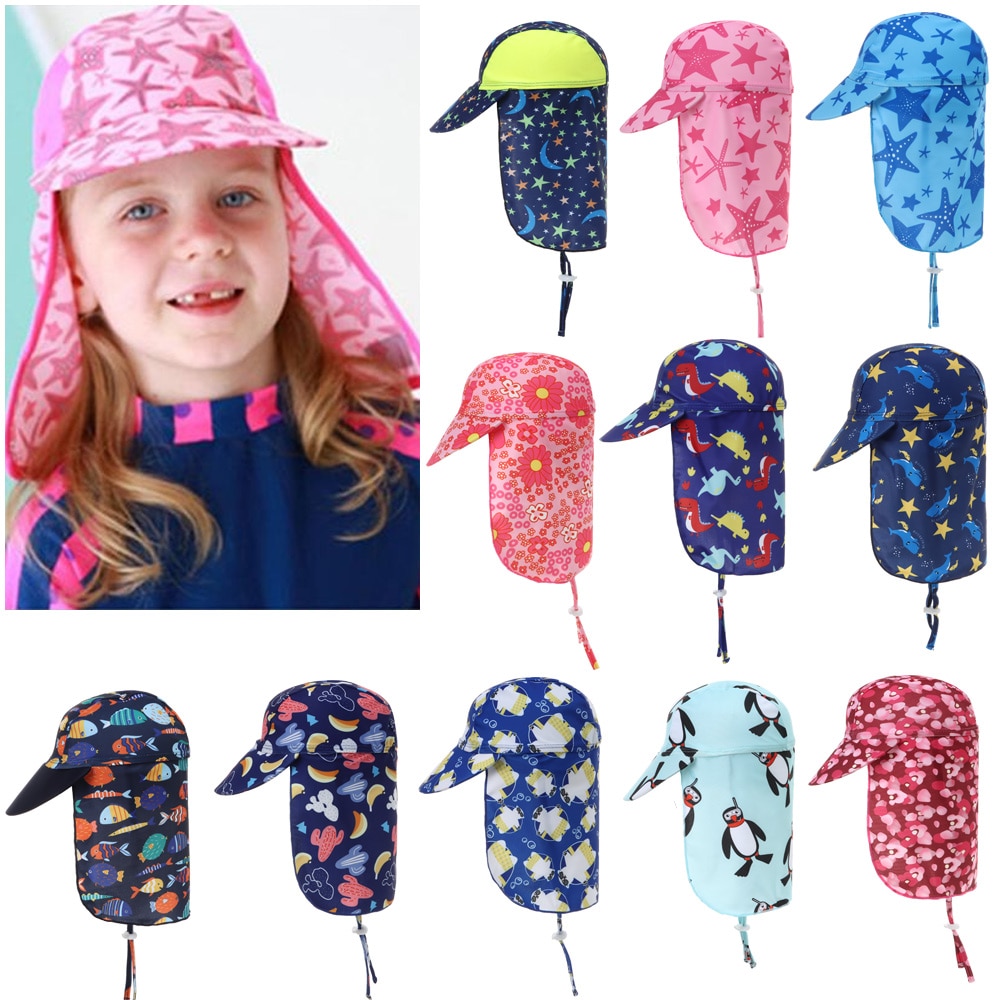 Children's Bucket Hats For 3 Months To 12 Years Old Kids Quick-drying Wide Brim Beach UV Protection Outdoor Adjustable Sun 