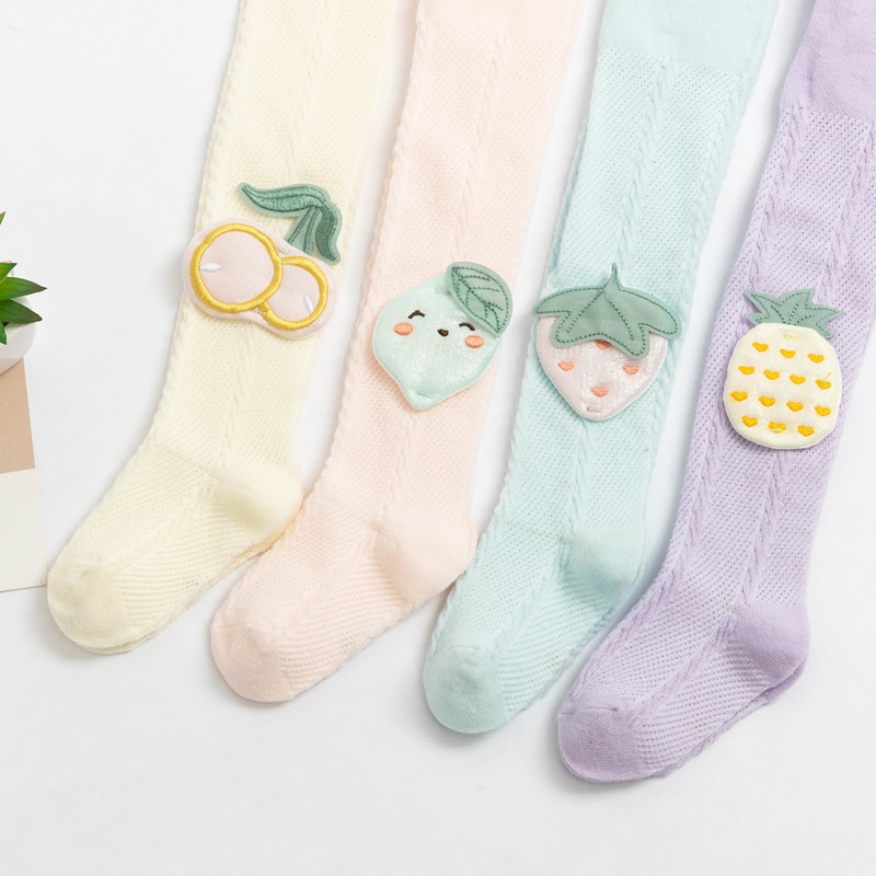 2023 New Summer Tights Stockings for Children Kawaii Cute Fruit Pineapple Breathable Cotton Pantyhose Girls Trousers Tights 1-7y