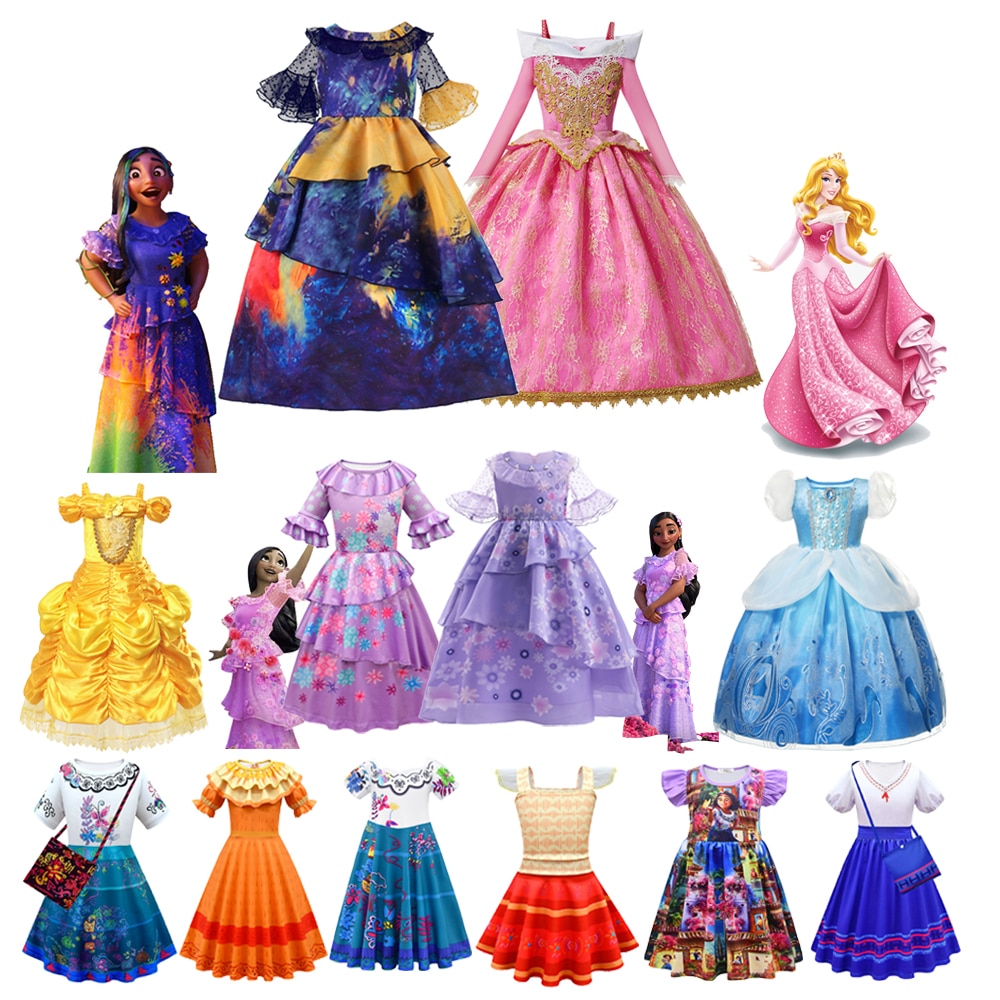 Disney Encanto Isabela Madrigal Cosplay Costume Girls Dresses Fancy Princess Dress Suit Charm for Girl Carnival Cosplay Vestidos