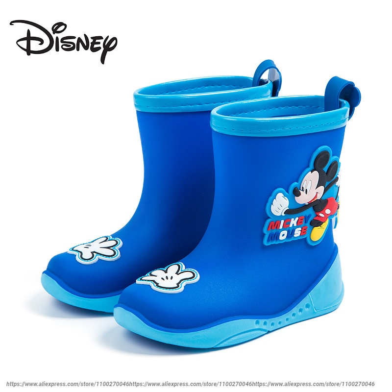 Disney Child Boy Girl Baby Cartoon Miki Mini Anti-slide Soft Bottom Blue Pink Rain Shoe boots Size 16-23cm