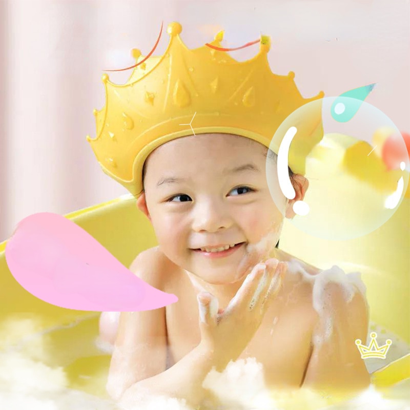 Adjustable Baby Shower Cap Crab Shape Wash Hair Shield Shampoo Hat for Baby Bath Ear Protection Safe Children Shower Head Cover
