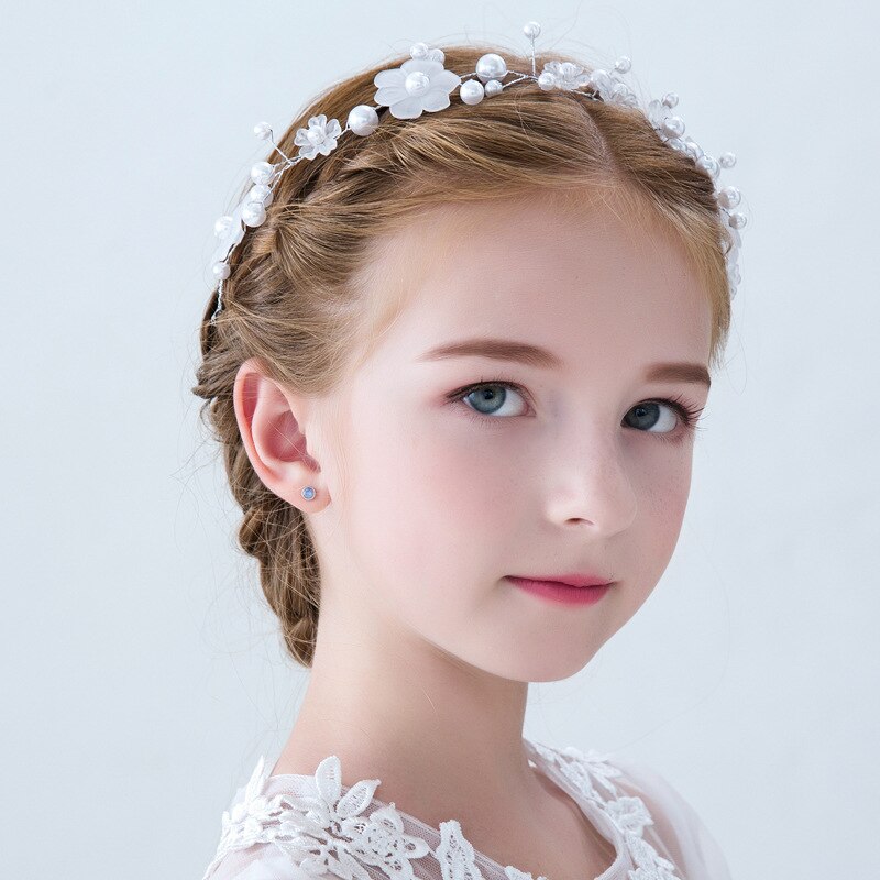 New Children Hair Accessories Girl Headdress Princess Headband Girl Head Flower Birthday Accessory White Designer Headbands