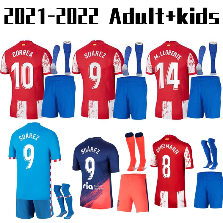 2021 2022 MadridES football shirt Camiseta de Fútbol Atletico niños y Hombres GIMÉNEZ KOKE JOÃO FÉLIX SUÁREZ GRIEZMANN jersey