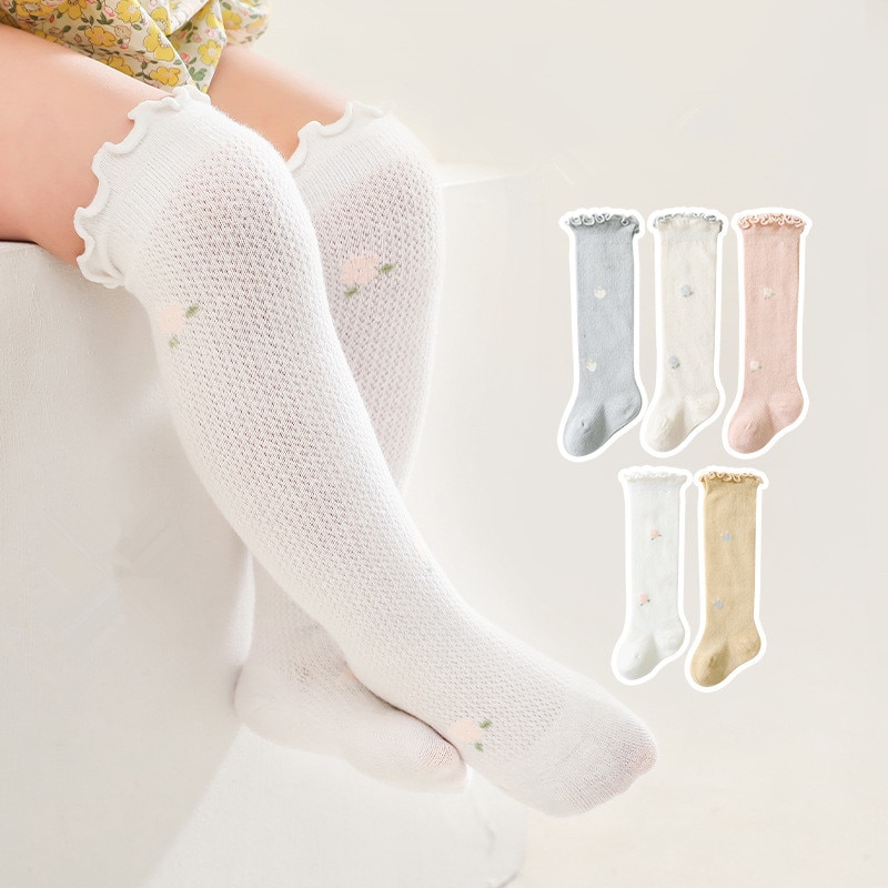 2Pairs 0-3Y spring and summer new breathable baby socks combed cotton boys and girls newborn socks