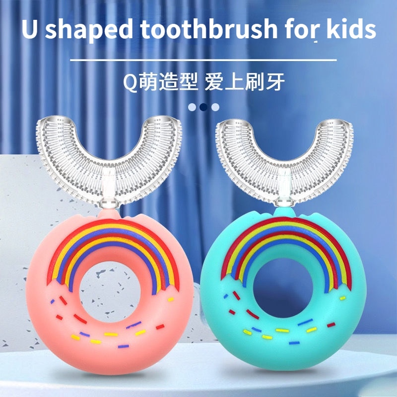 2-12 Ages Kids Toothbrush U-Shap Infant BebeTeether Baby Toothbrush Children Silicone Brush for Toddlers Oral Care Cleaning