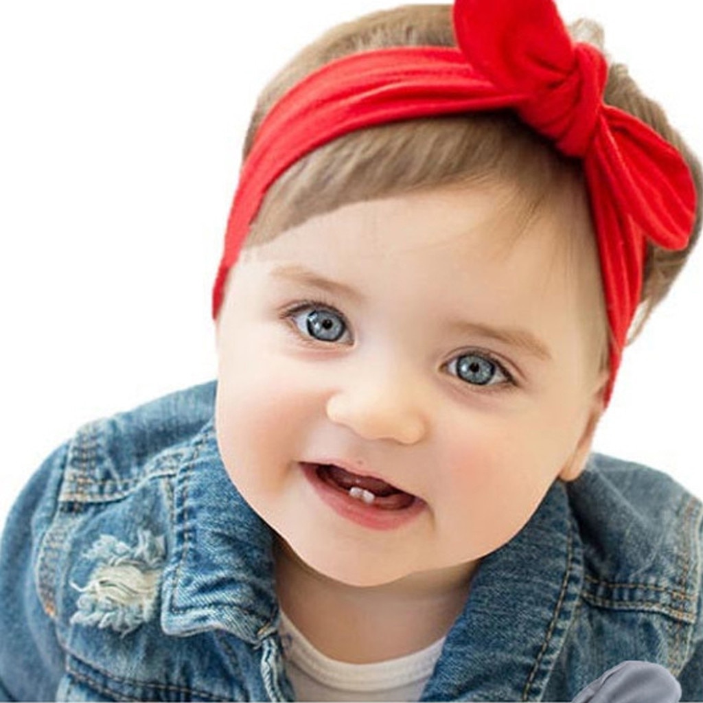 Baby Bow Headband Summer Newborn Girl Cute Rabbit Ears Headband Star Striped Bowknot Hair Bands Elastic Turban Girls Hairband